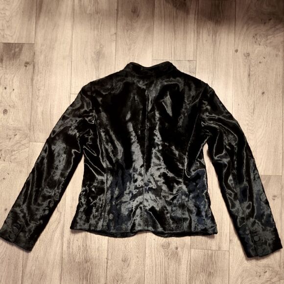 RARE EMPORIO ARMANI Velvet Like Jacket Black Size 42 US 6 Made In Italy - Picture 2 of 14